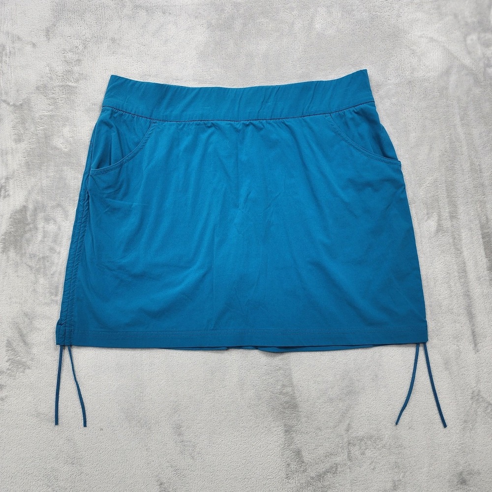 Columbia Skort Womens XL Blue‎ Omni-Shield Ruched Lined Hiking Stretch Athletic